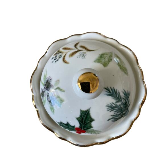 Grace Teaware Christmas Holly Poinsettia Porcelain Sugar & Creamer Set New - Picture 9 of 16